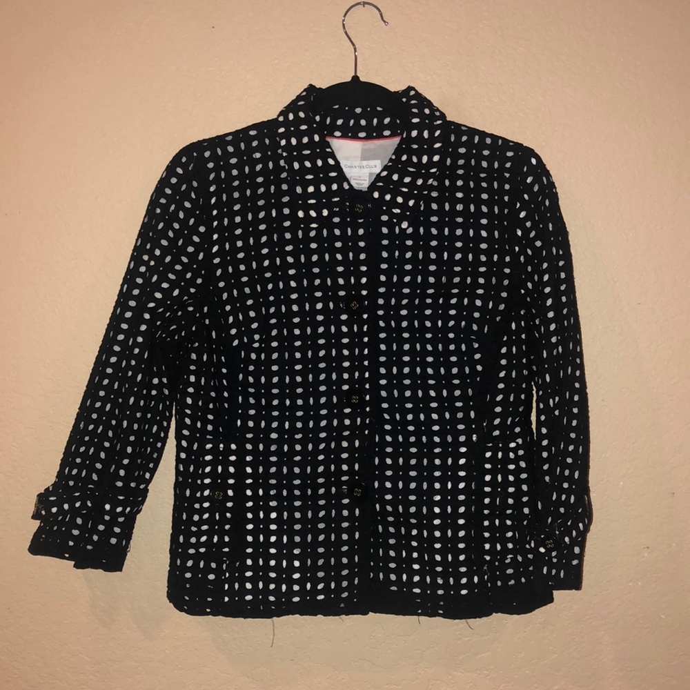 Charter club small jacket black and white